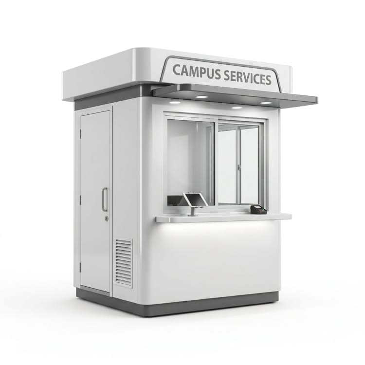 Chiosco per servizi nel campus in vetroresina