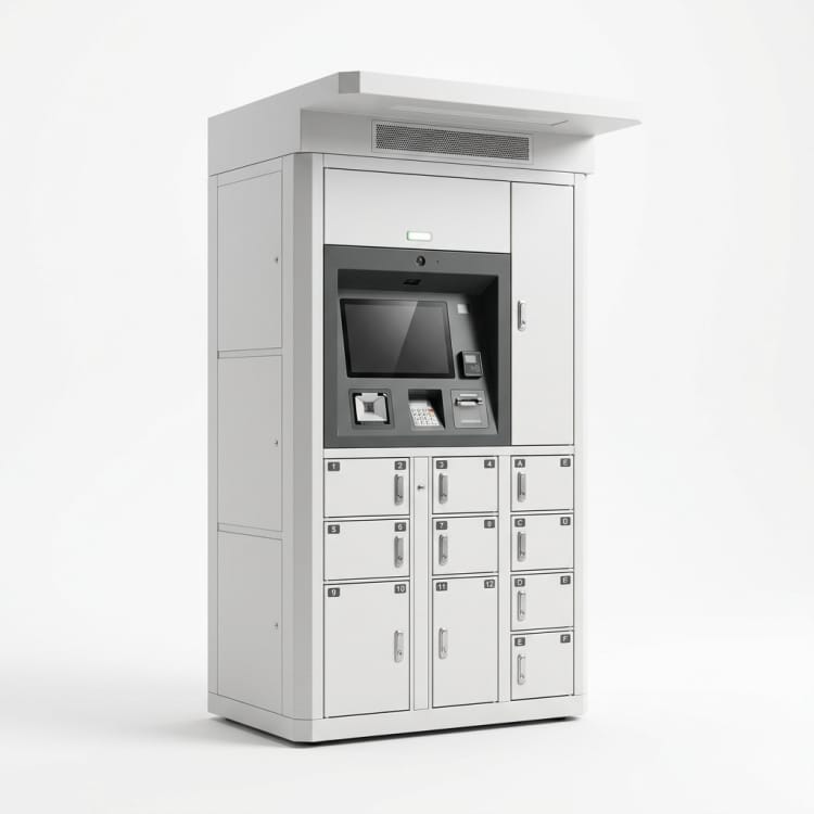 Cabina self-service per ritiro pacchi in vetroresina